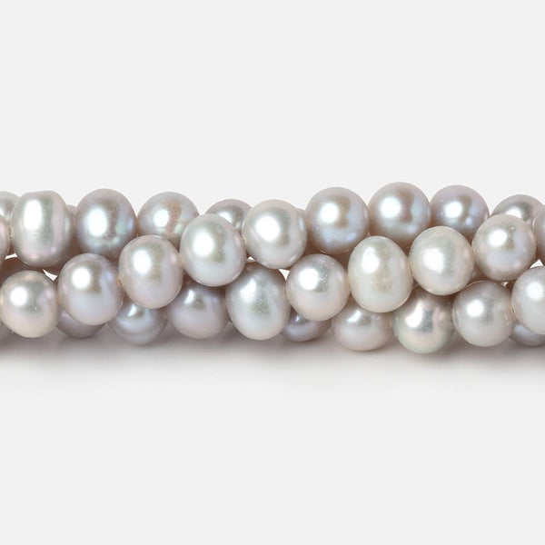 6x5mm Silver Off Round Pears 16 inch 80 beads