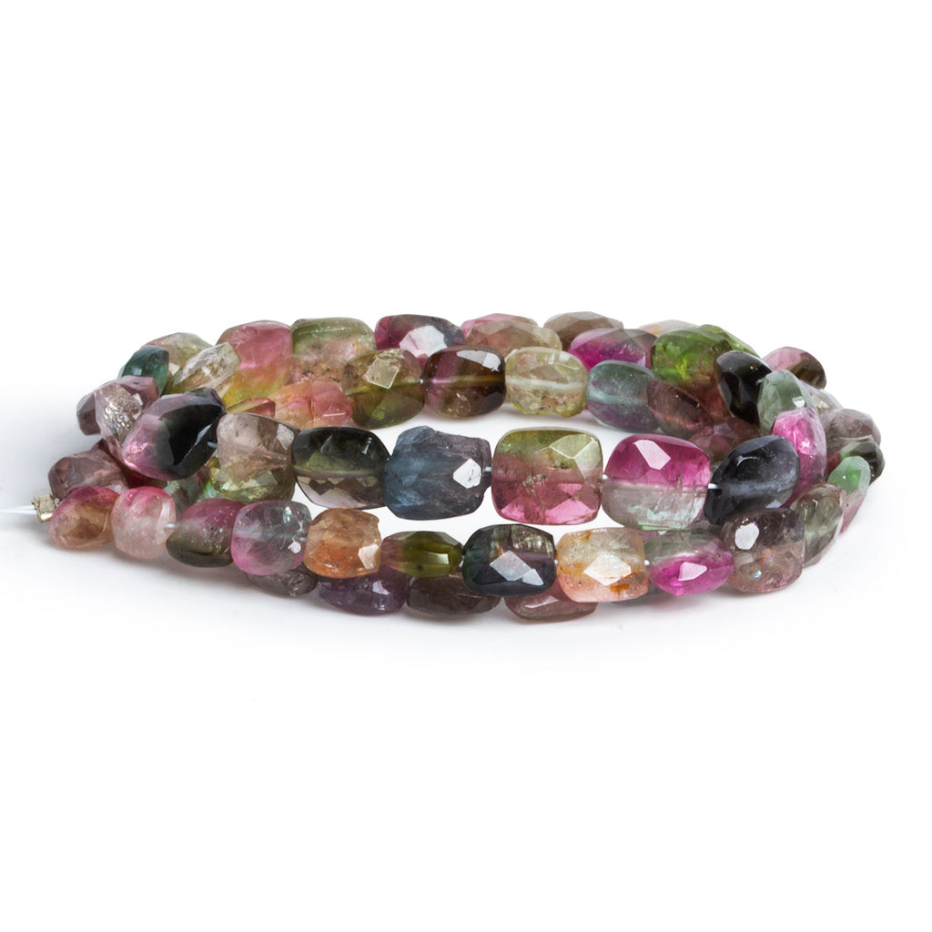 6x5mm Watermelon Tourmaline Faceted Cushions 16 inch 65 beads - The Bead Traders