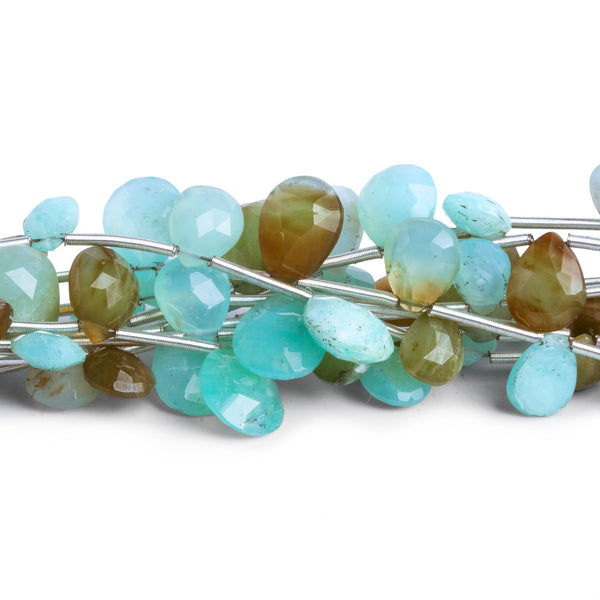 7-10mm Blue Peruvian Opal Faceted Pears 8 inch 12 beads