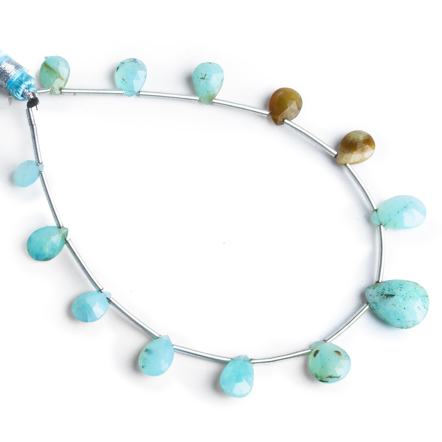 7 - 10mm Blue Peruvian Opal Faceted Pears 8 inch 12 beads - The Bead Traders