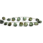 7 - 10mm Green Cat's Eye Quartz Faceted Hearts 8 inch 18 beads - The Bead Traders