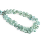 7 - 10mm Moss Aquamarine Faceted Hearts 9 inch 47 beads - The Bead Traders