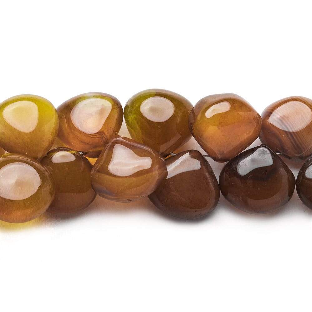 7 - 10mm Multi Color Chalcedony Plain Hearts 8 inch 47 beads - The Bead Traders