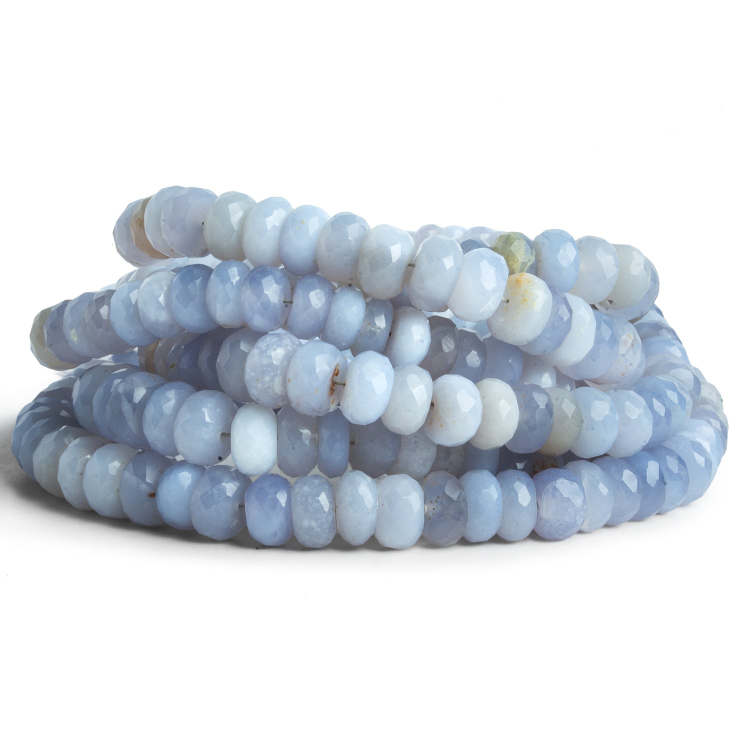 7 - 10mm Turkish Chalcedony Faceted Rondelles 16 inch 85 beads - The Bead Traders