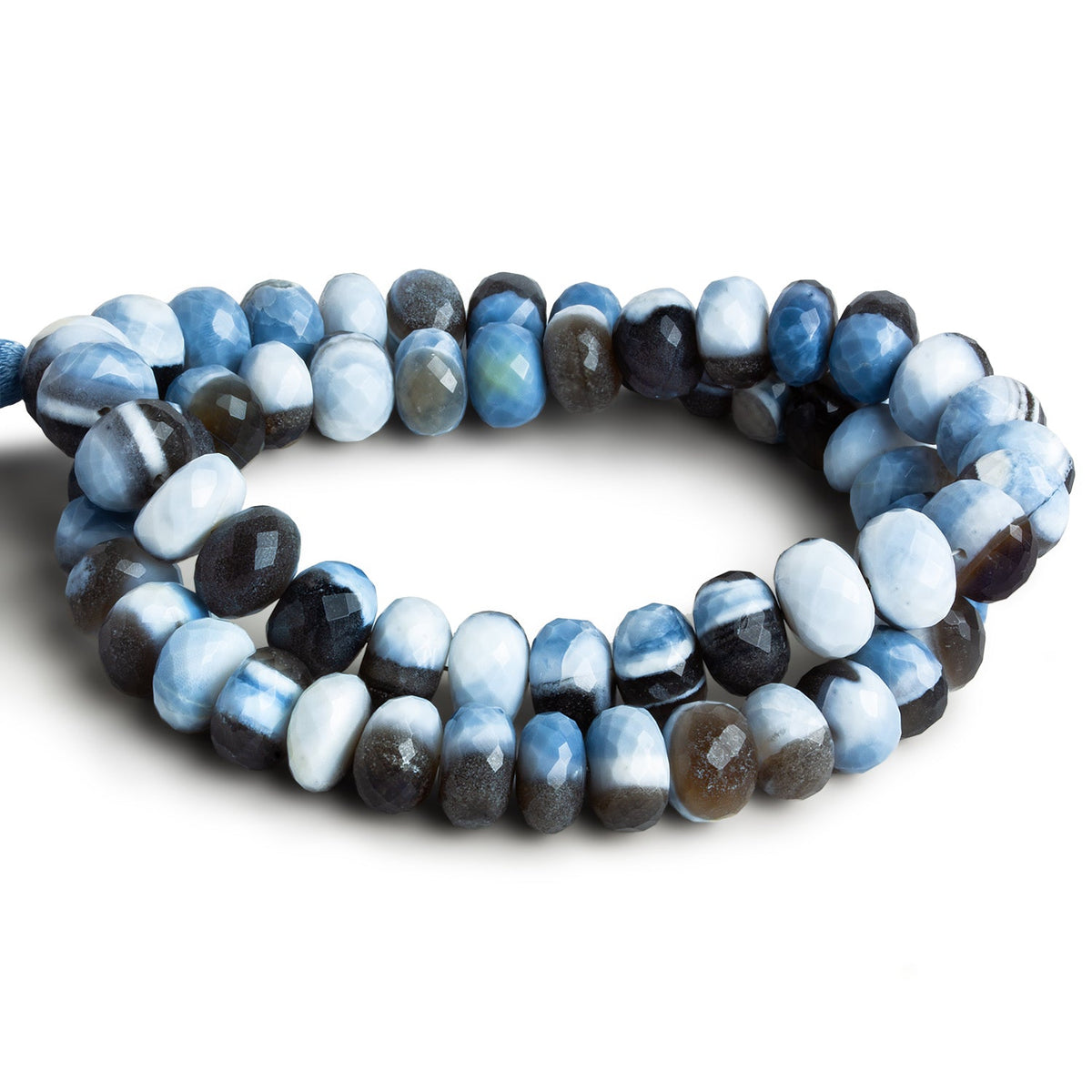 7-11mm Banded Denim Opal Faceted Rondelles 16 inch 60 beads - The Bead Traders