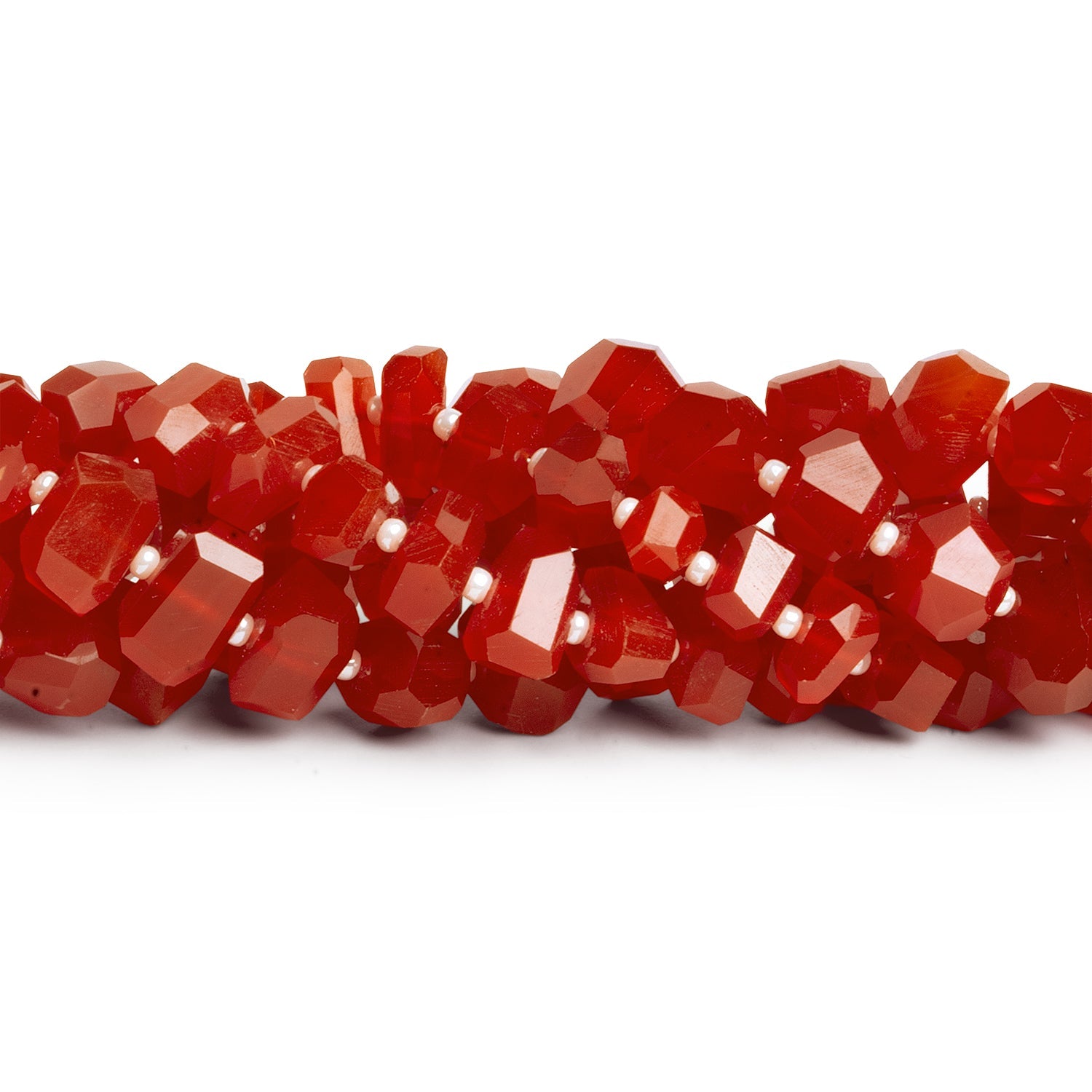 7 - 11mm Carnelian Faceted Nuggets 8 inch 25 beads - The Bead Traders