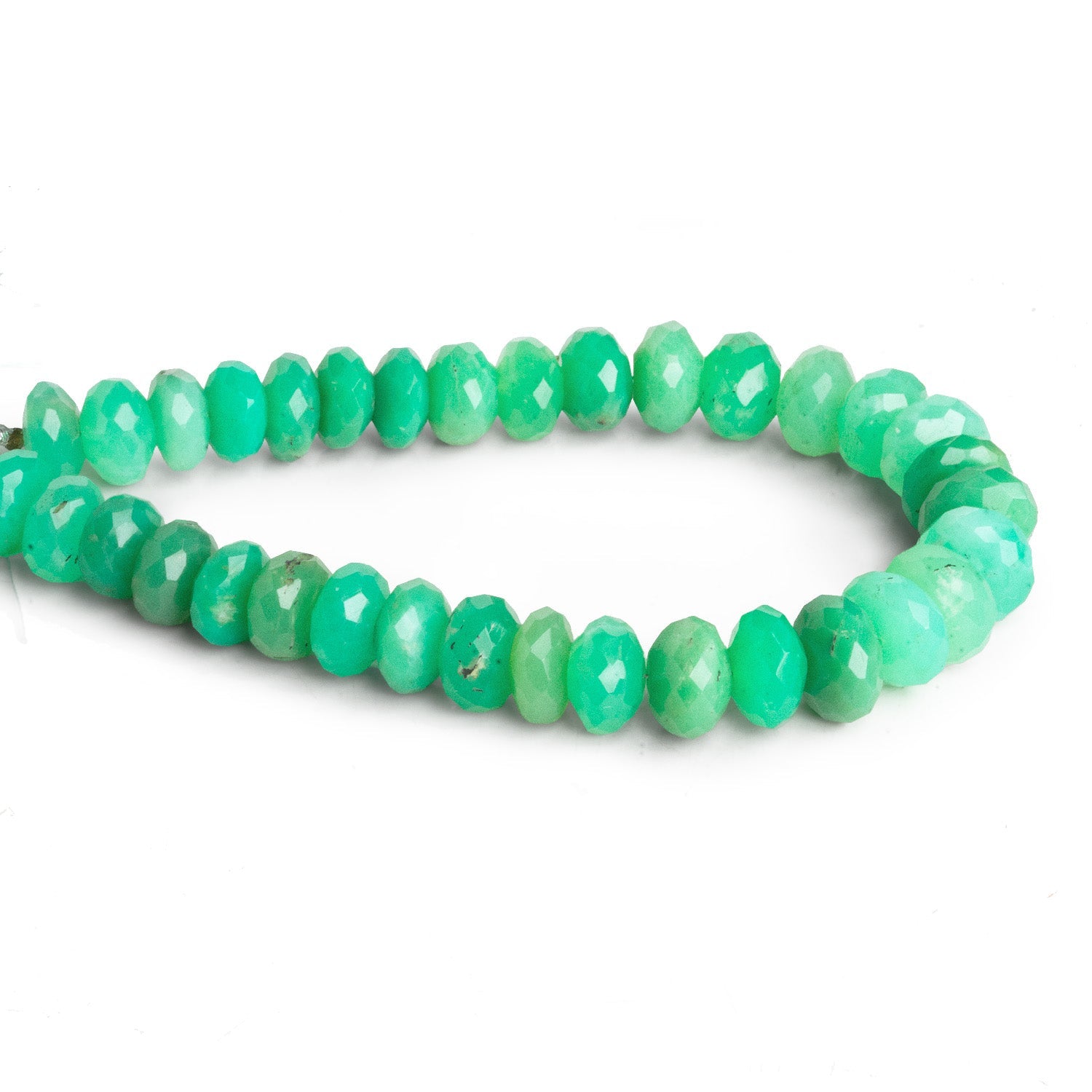 7 - 11mm Chrysoprase Faceted Rondelles 8 inch 35 beads - The Bead Traders