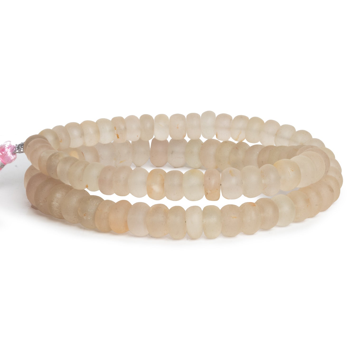 7-11mm Matte Morganite Plain Rondelles 16 inch 75 beads - The Bead Traders