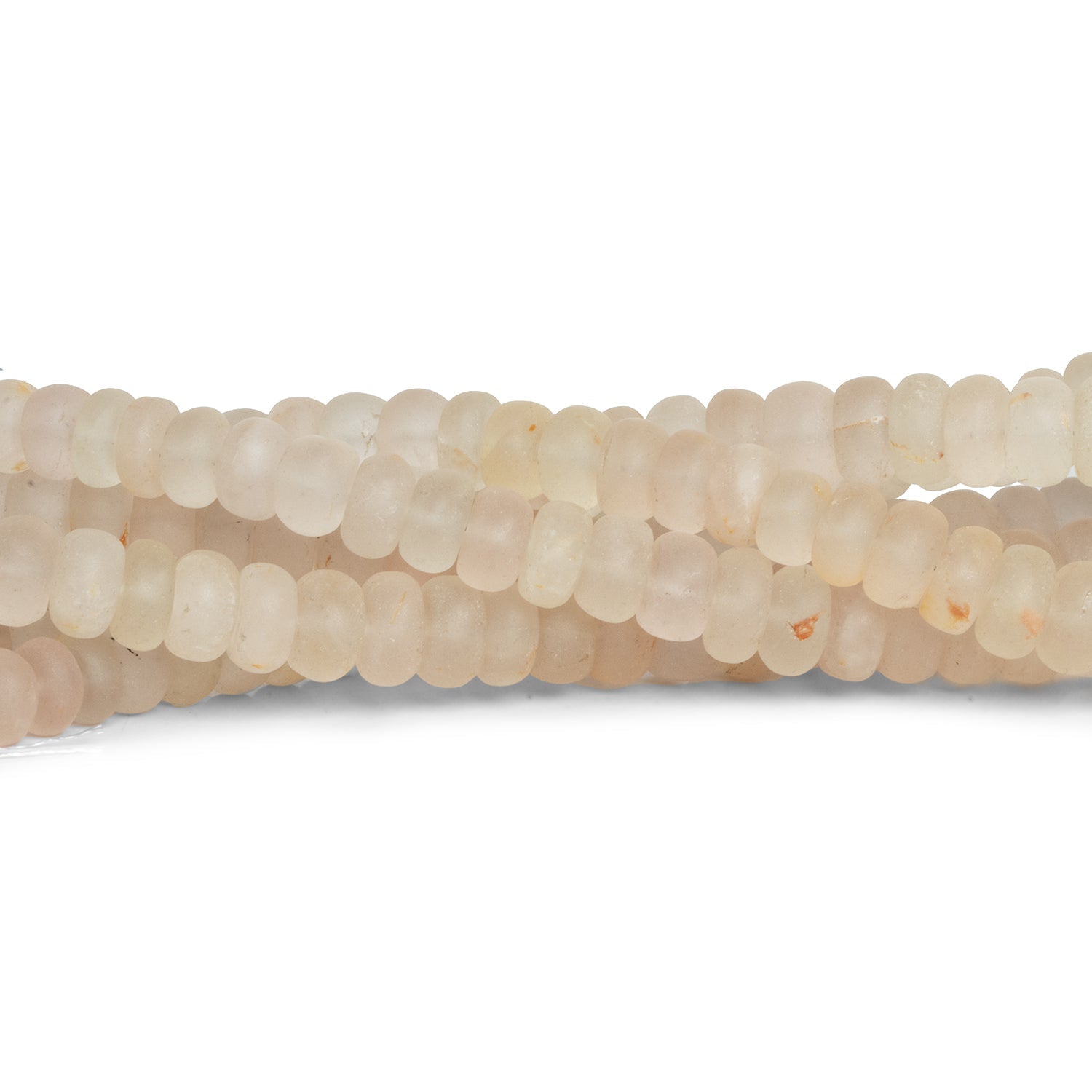 7-11mm Matte Morganite Plain Rondelles 16 inch 75 beads - The Bead Traders