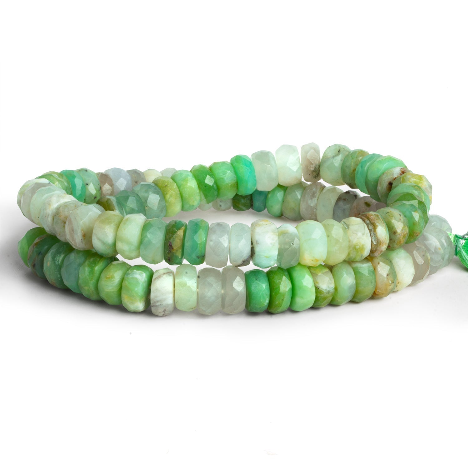 7 - 12mm Blue Peruvian Opal Faceted Rondelles 16 inch 80 beads - The Bead Traders