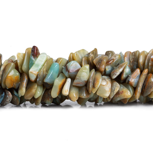 7-12mm Blue Peruvian Opal w/ Matrix Plain Chips 16 inch 120 beads