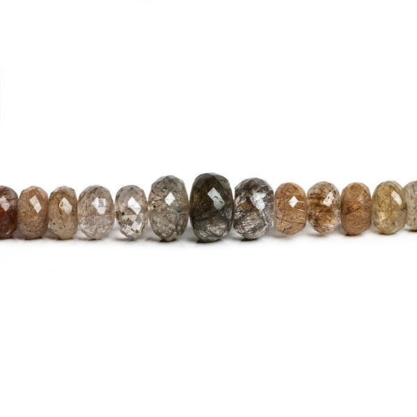 7-12mm Multi Rutilated Quartz Faceted Rondelles 18 inch 70 beads