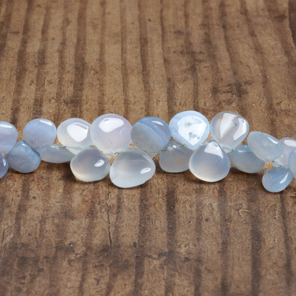 7-12mm Turkish Chalcedony Plain Hearts 8 inch 45 beads - The Bead Traders