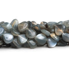 7 - 13mm Grey Moonstone Plain Hearts 14 inch 28 beads - The Bead Traders