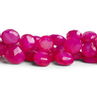 7 - 13mm Hot Pink Chalcedony Faceted Hearts 8 inch 42 beads - The Bead Traders