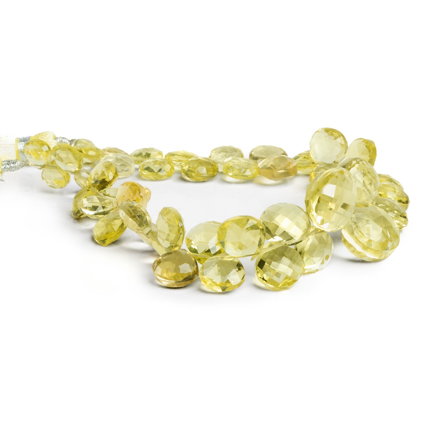 7 - 13mm Lemon Quartz Faceted Hearts 8 inch 45 beads - The Bead Traders