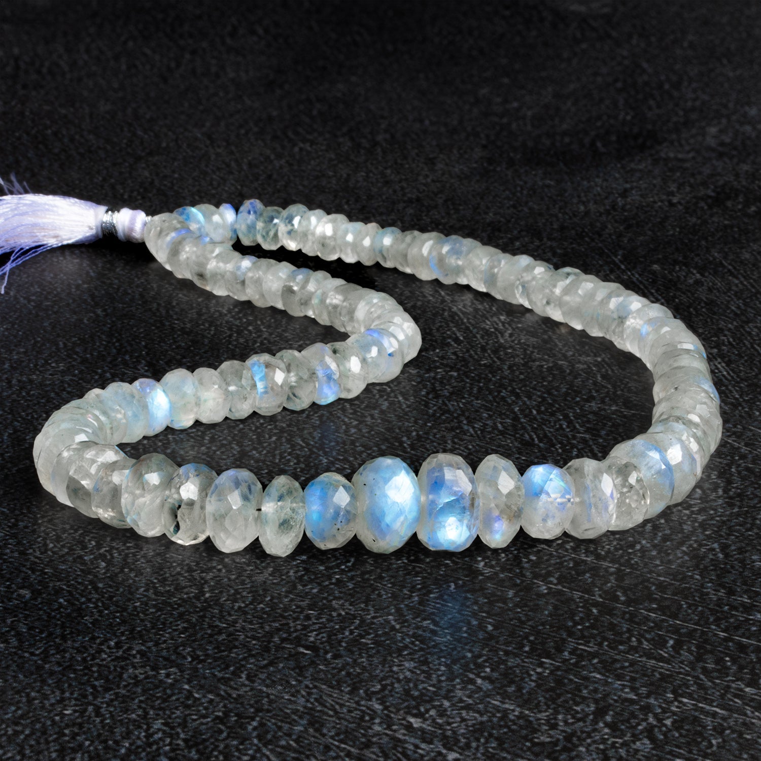 7-13mm Rainbow Moonstone Faceted Rondelle 16 inch 85 beads - The Bead Traders