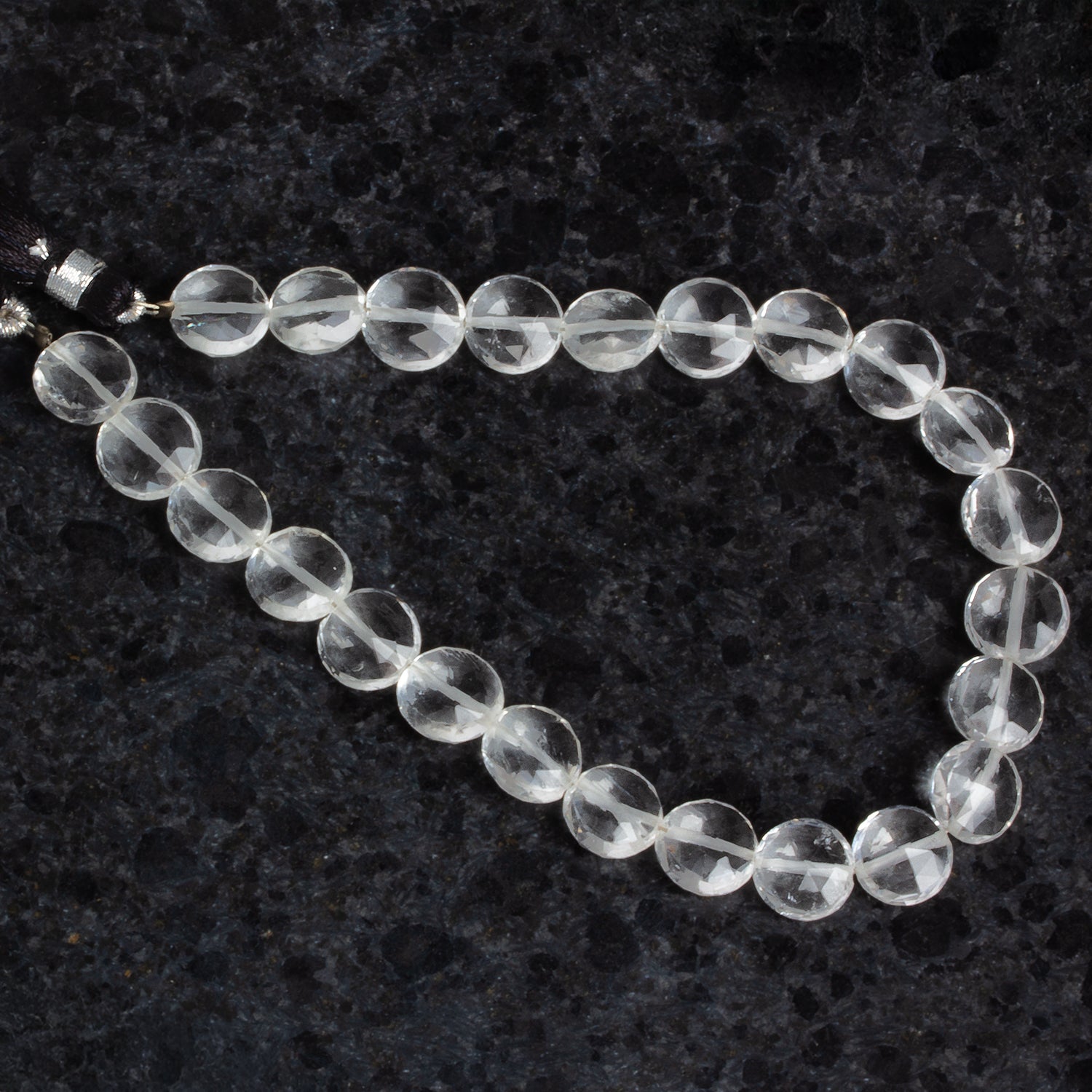 7 - 14mm Crystal Quartz Faceted Coins 8 inch 21 beads - The Bead Traders