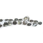 7 - 14mm Platinum Grey Moonstone Plain Hearts 10 inch 19 beads - The Bead Traders