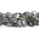 7 - 14mm Platinum Grey Moonstone Plain Hearts 10 inch 19 beads - The Bead Traders