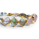 7 - 15mm Gold Leafed Multi Gemstone Beads 5 inch 11 beads - The Bead Traders