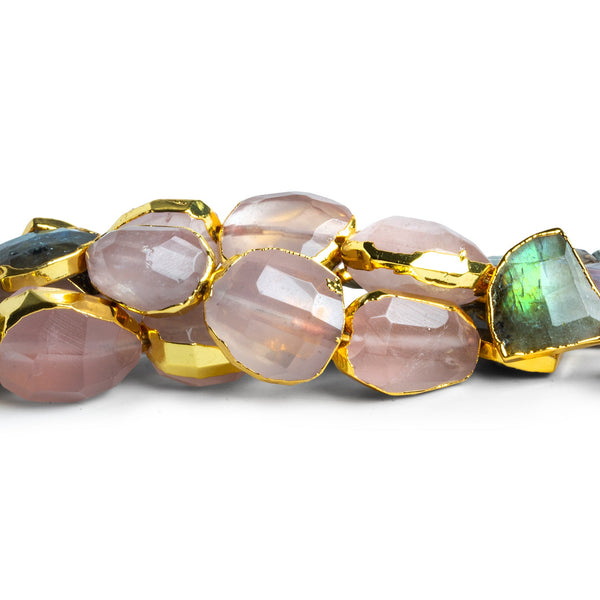 7-15mm Gold Leafed Multi Gemstone Beads 5 inch 11 beads