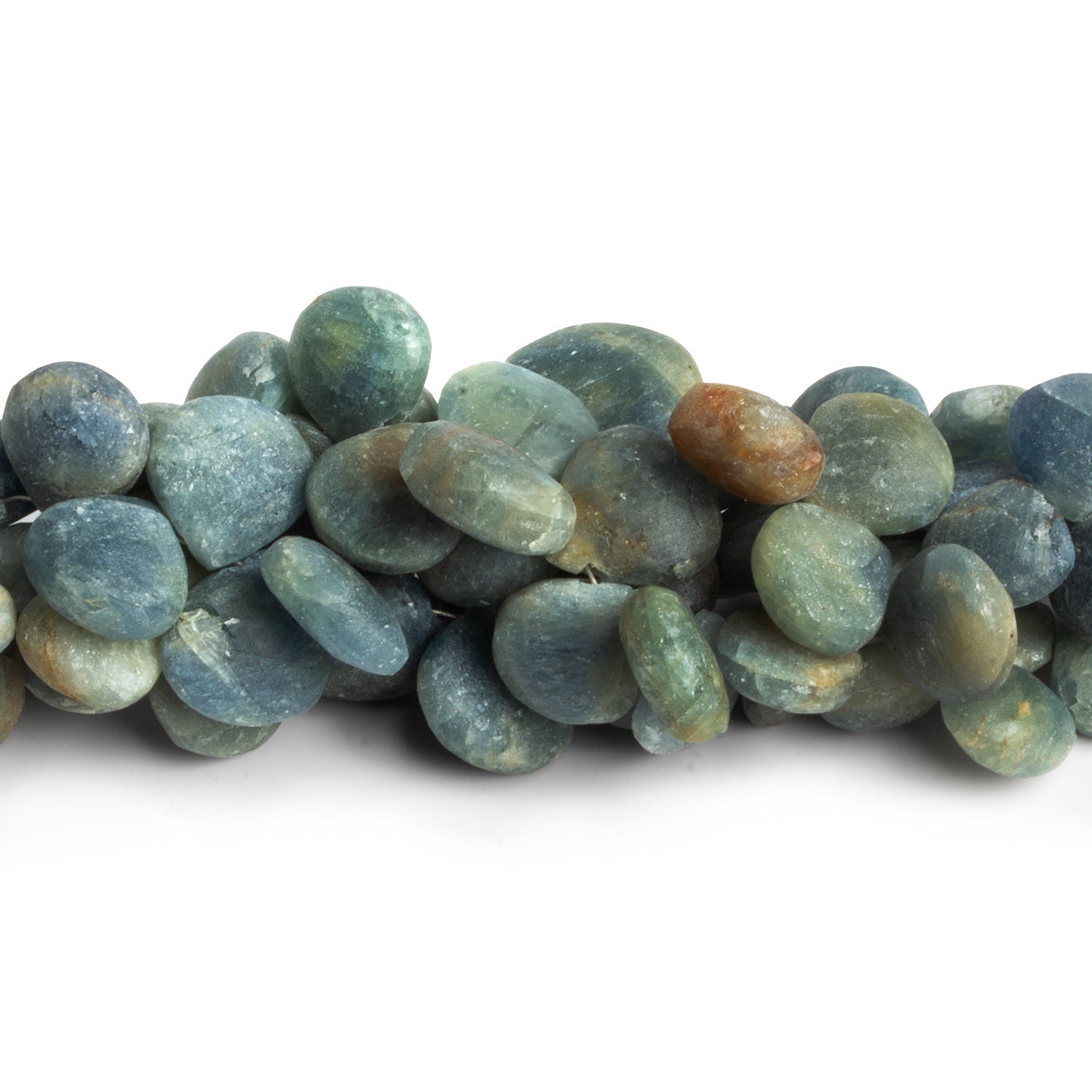 7 - 15mm Matte Sapphire Plain Hearts 8 inch 45 beads - The Bead Traders