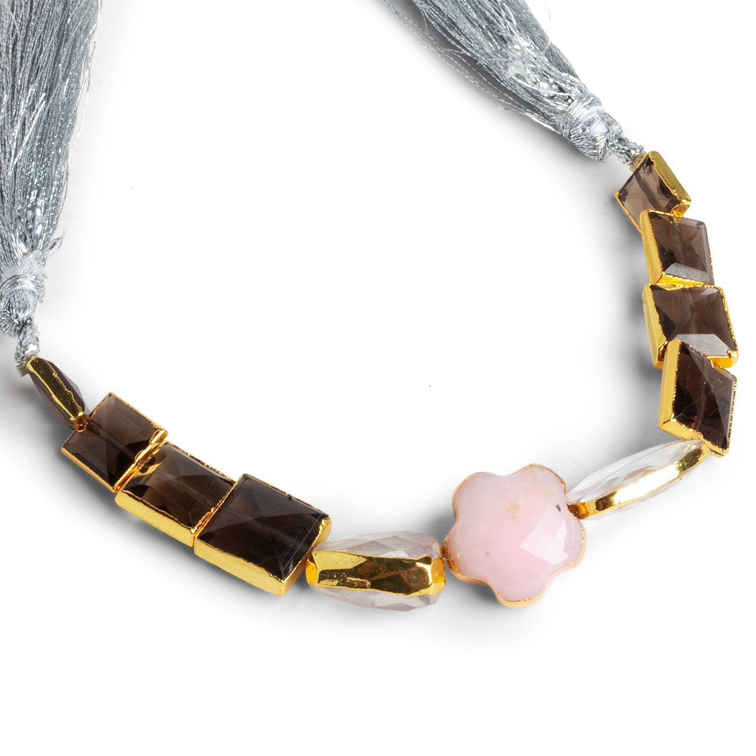 7 - 16mm Gold Leafed Multi Gemstone Faceted Beads 4.5 inch 11 beads - The Bead Traders