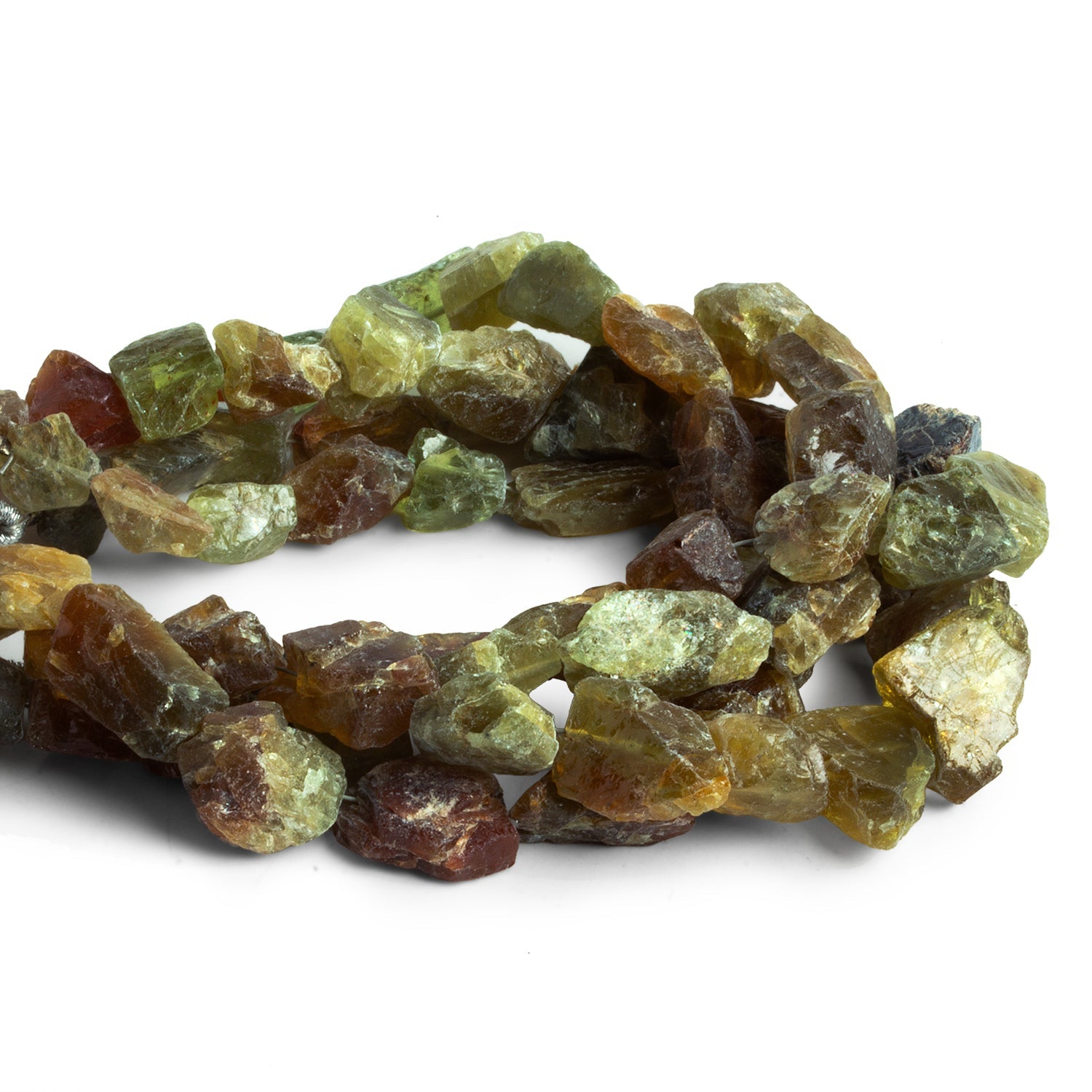7 - 16mm Green & Brown Apatite Straight Drilled Natural Crystals 19 beads - The Bead Traders