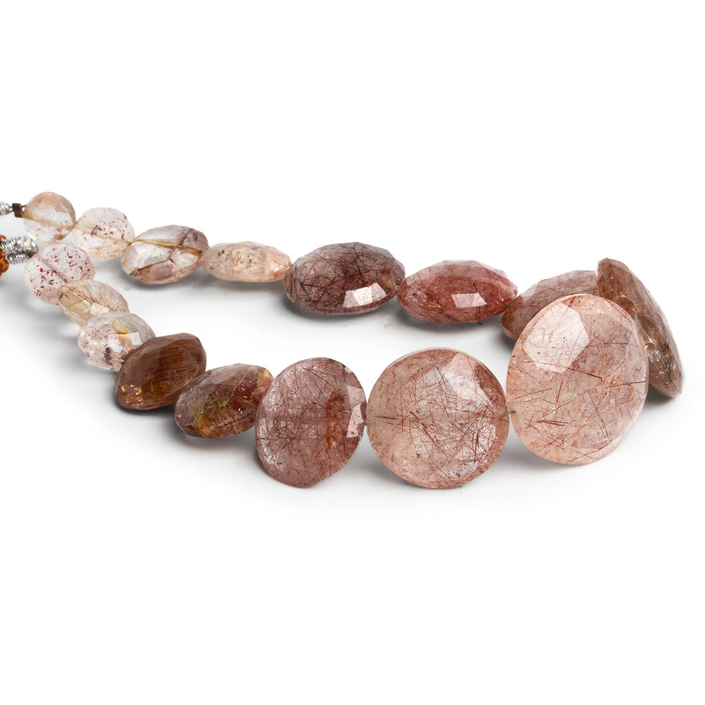 7 - 20mm Rutilated Quartz Faceted Coins 8 inch 15 beads - The Bead Traders