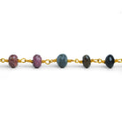 7 - 7.5mm Tourmaline Faceted Rondelle Gold Chain 25 beads - The Bead Traders
