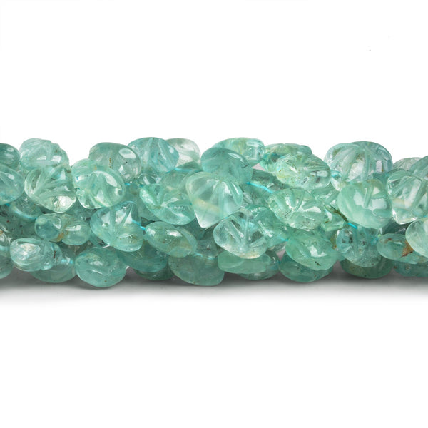 7-8mm Aquamarine Carved Hearts 8 inch 39 beads