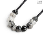 7 - 8mm Black Tourmalinated Quartz Carved Melon 2mm Large Hole 10 Beads - The Bead Traders