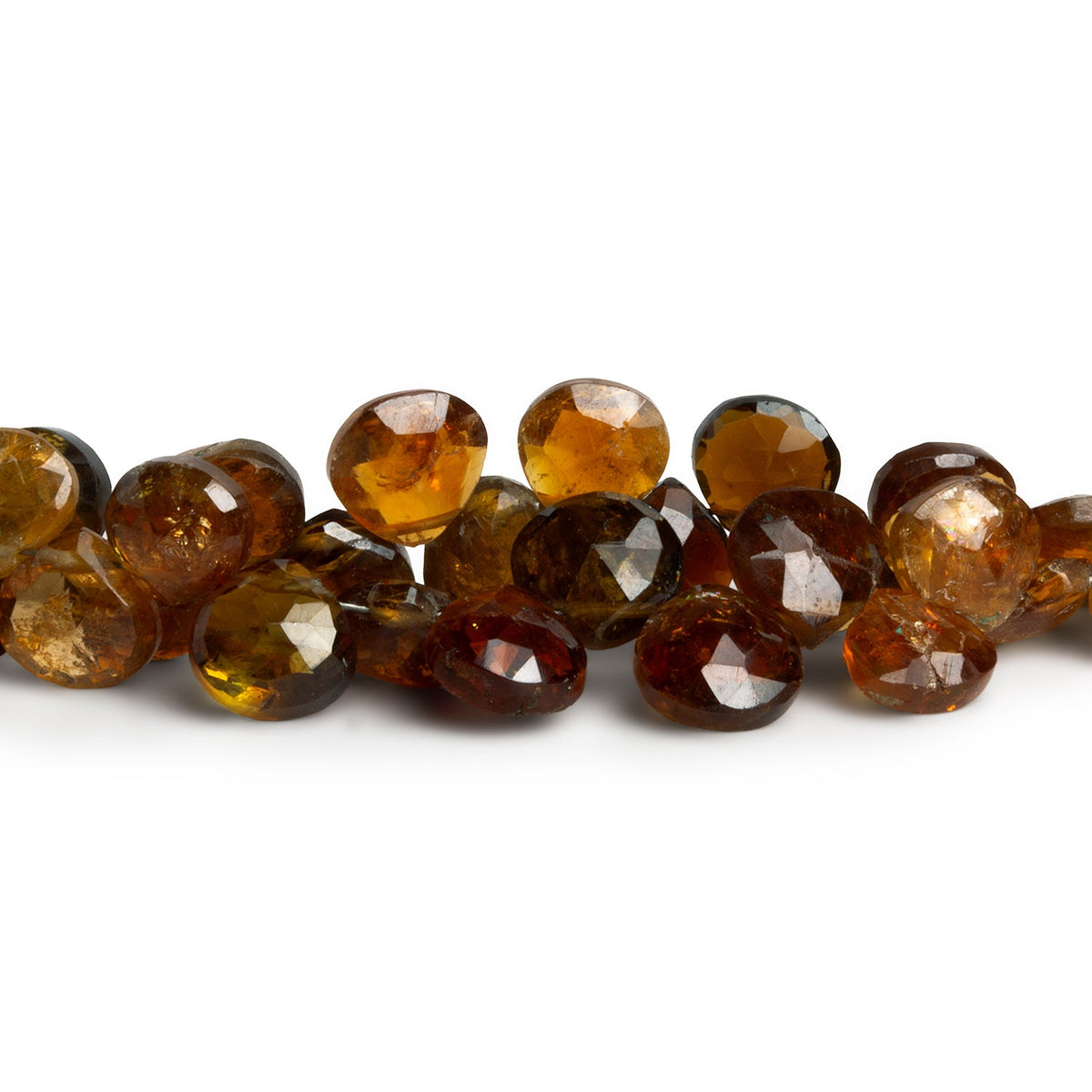 7-8mm Brown Tourmaline Faceted Hearts 8 inch 47 beads - The Bead Traders