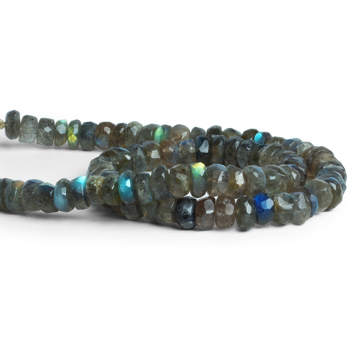 7 - 8mm Labradorite Faceted Rondelles 14 inch 75 beads - The Bead Traders