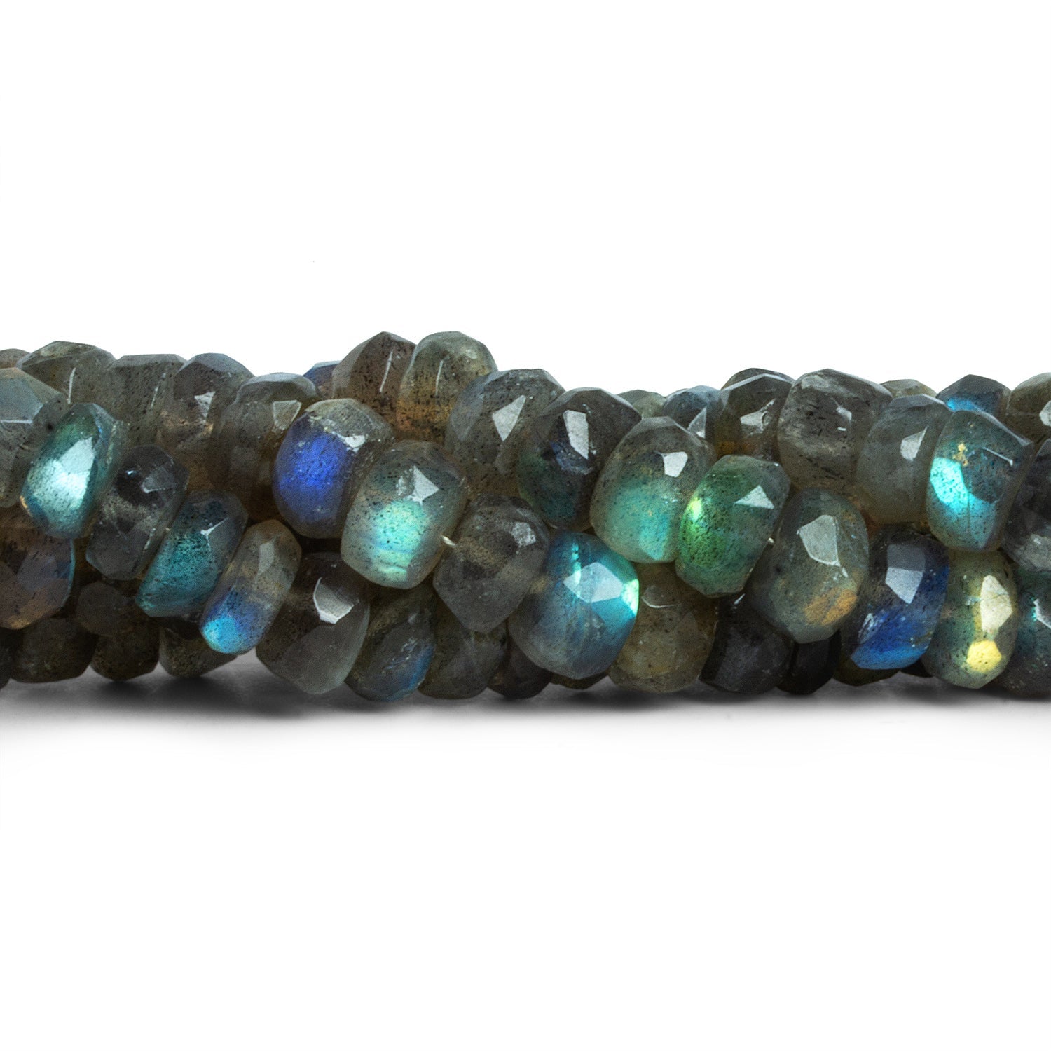 7 - 8mm Labradorite Faceted Rondelles 14 inch 75 beads - The Bead Traders