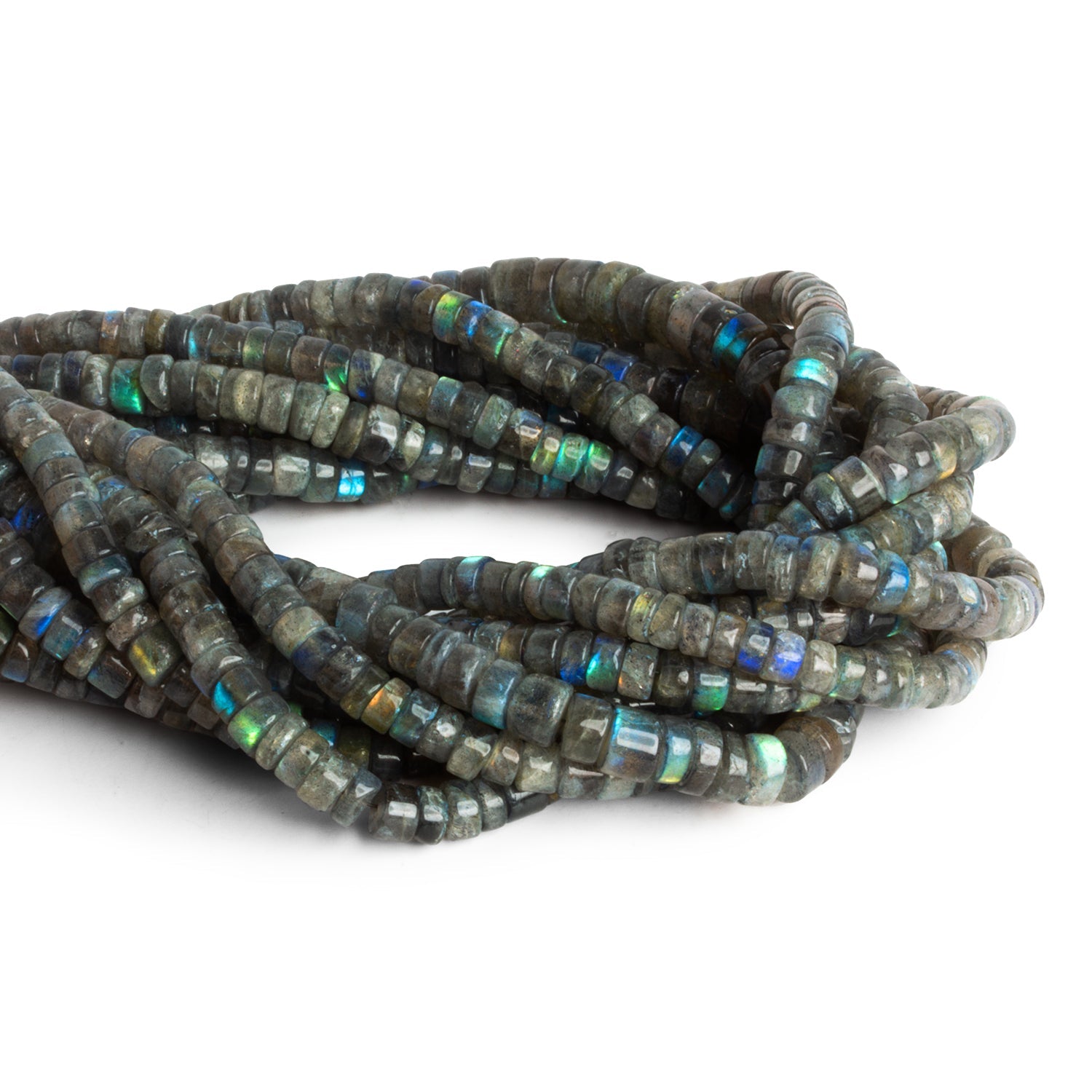 7 - 8mm Labradorite Plain Heishis 14 inch 90 beads - The Bead Traders