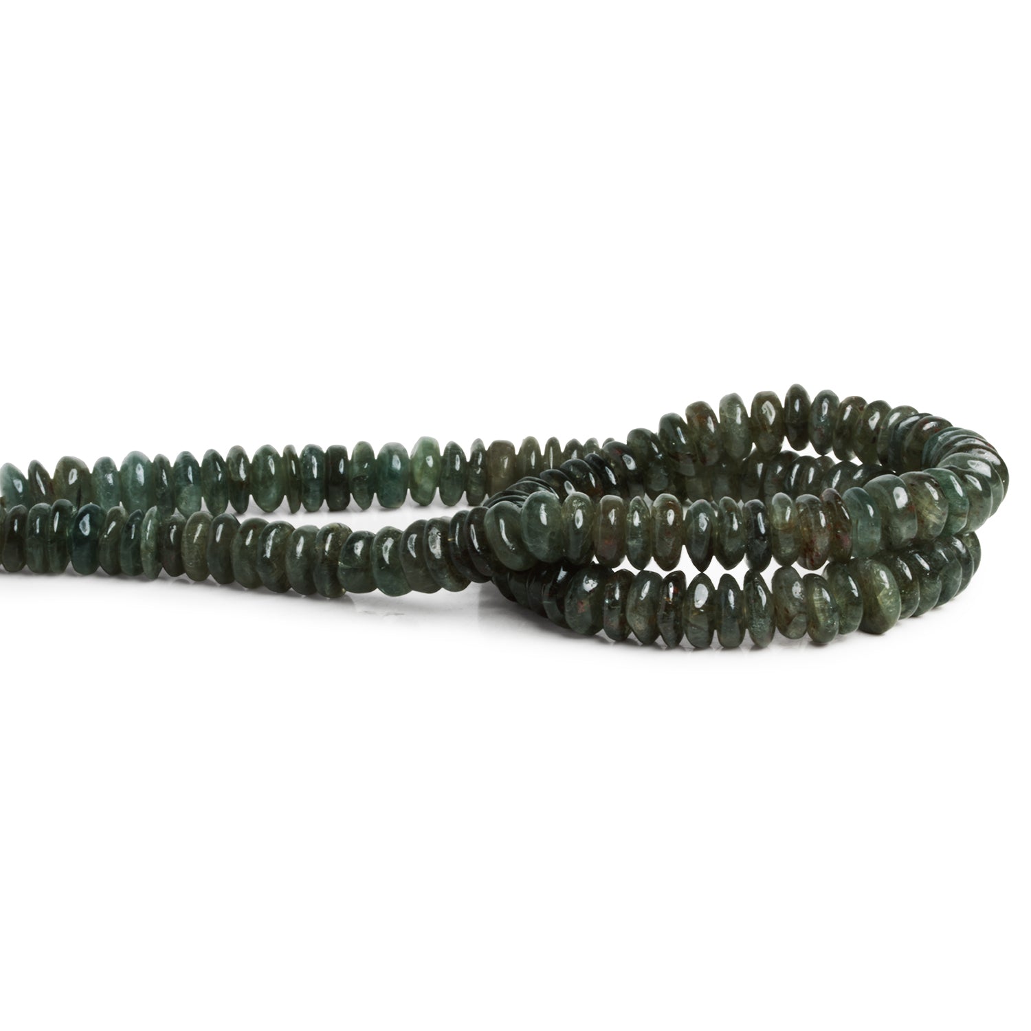 7 - 8mm Moss Aquamarine Plain Rondelles 16 inch 123 beads - The Bead Traders