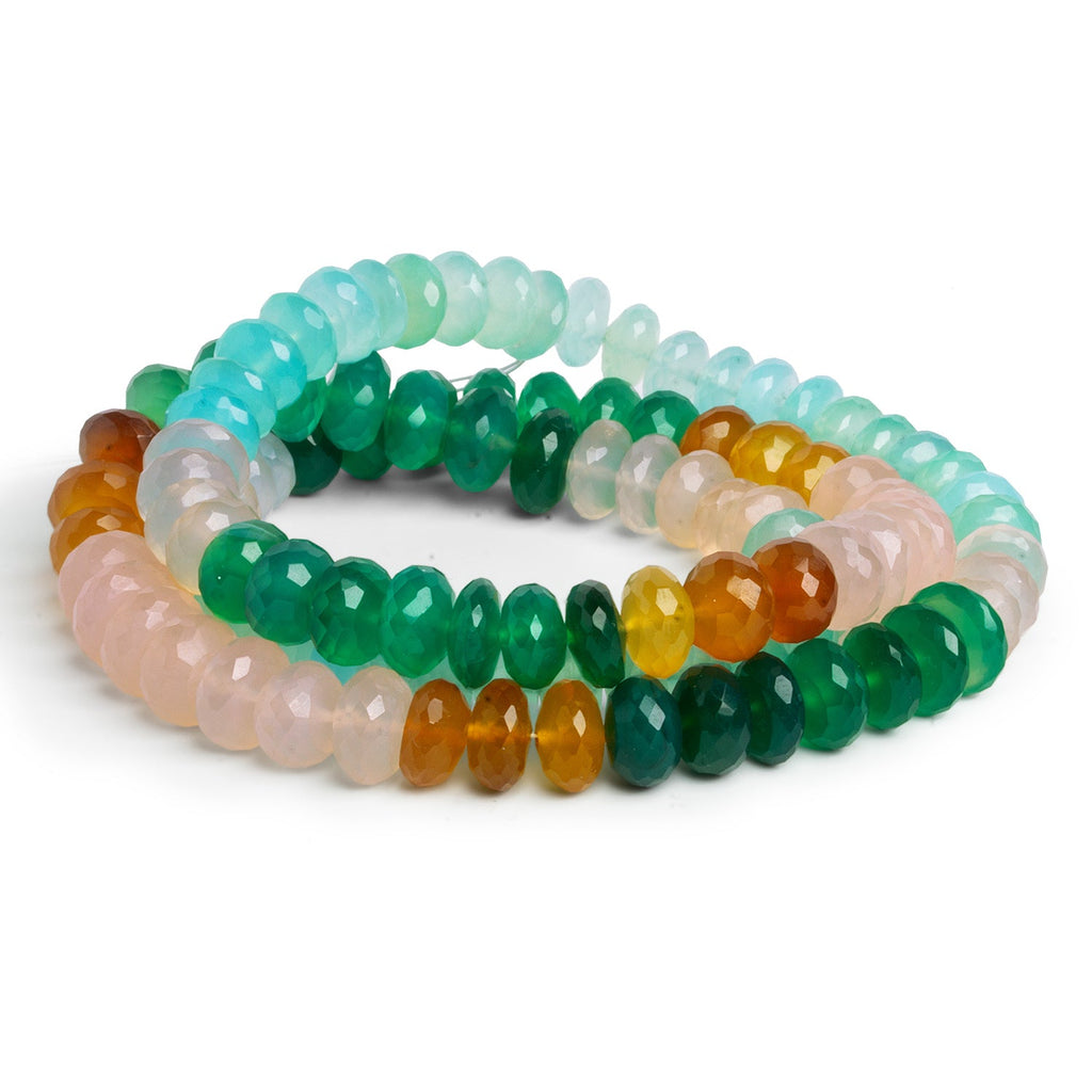 7 - 8mm Multi Gemstone German Faceted Rondelles 20 inch 108 beads - The Bead Traders