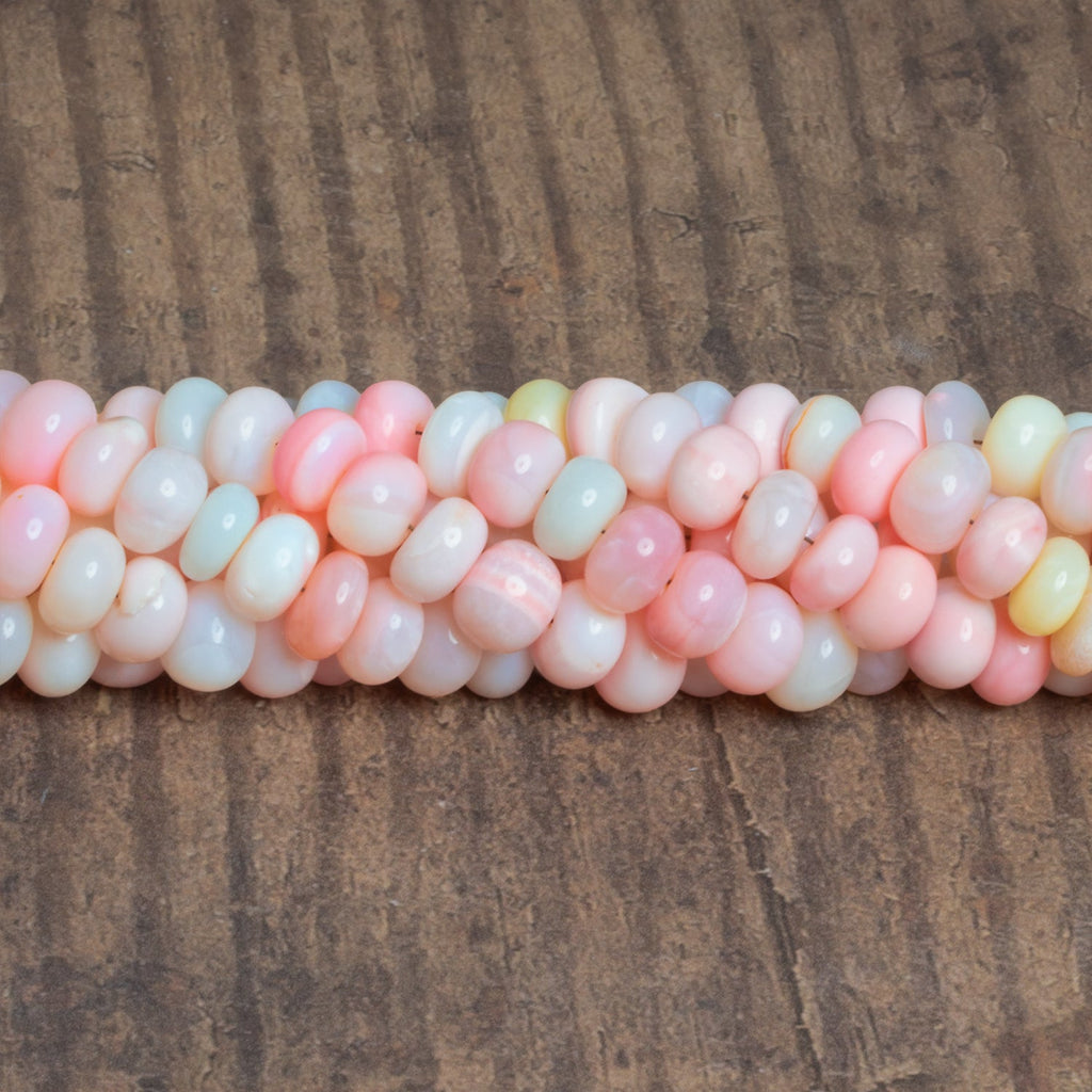 7-8mm Pink Opal Plain Rondelles 16 inch 72 beads - The Bead Traders
