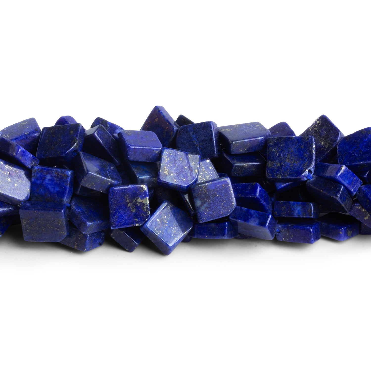 7 - 9mm Lapis Lazuli Handcut Diamonds 12 inch 32 beads - The Bead Traders