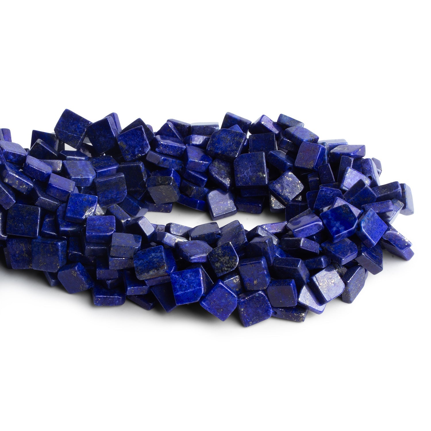 7 - 9mm Lapis Lazuli Handcut Diamonds 12 inch 32 beads - The Bead Traders