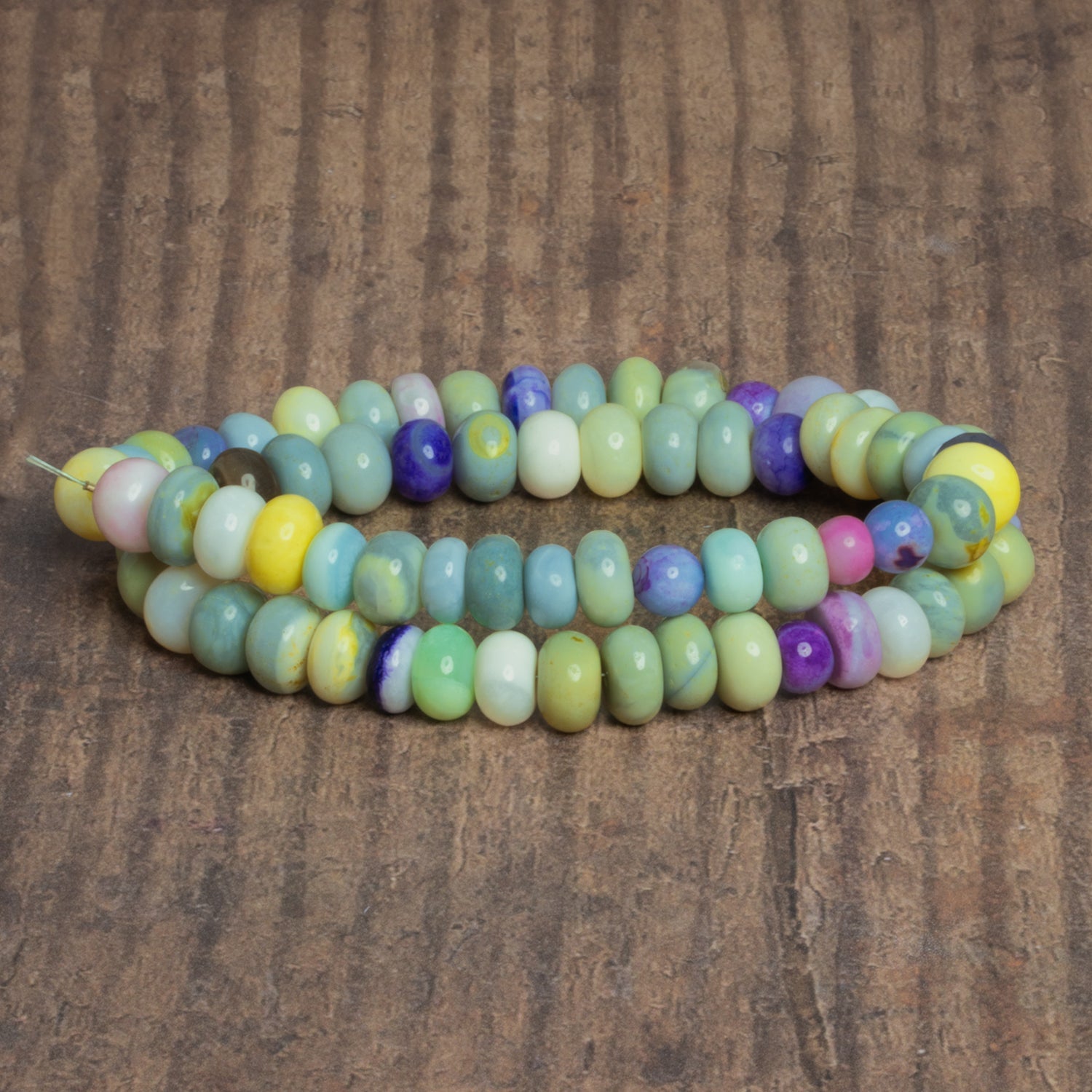 7-9mm Multi Color Opal Plain Rondelles 16 inch 65 beads - The Bead Traders