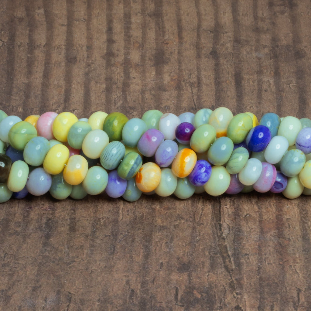 7-9mm Multi Color Opal Plain Rondelles 16 inch 65 beads - The Bead Traders
