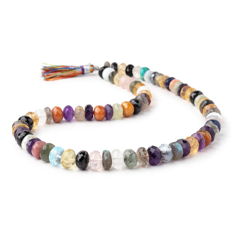 7 - 9mm Multi Gemstone Faceted Rondelles 15 inch 75 beads - The Bead Traders