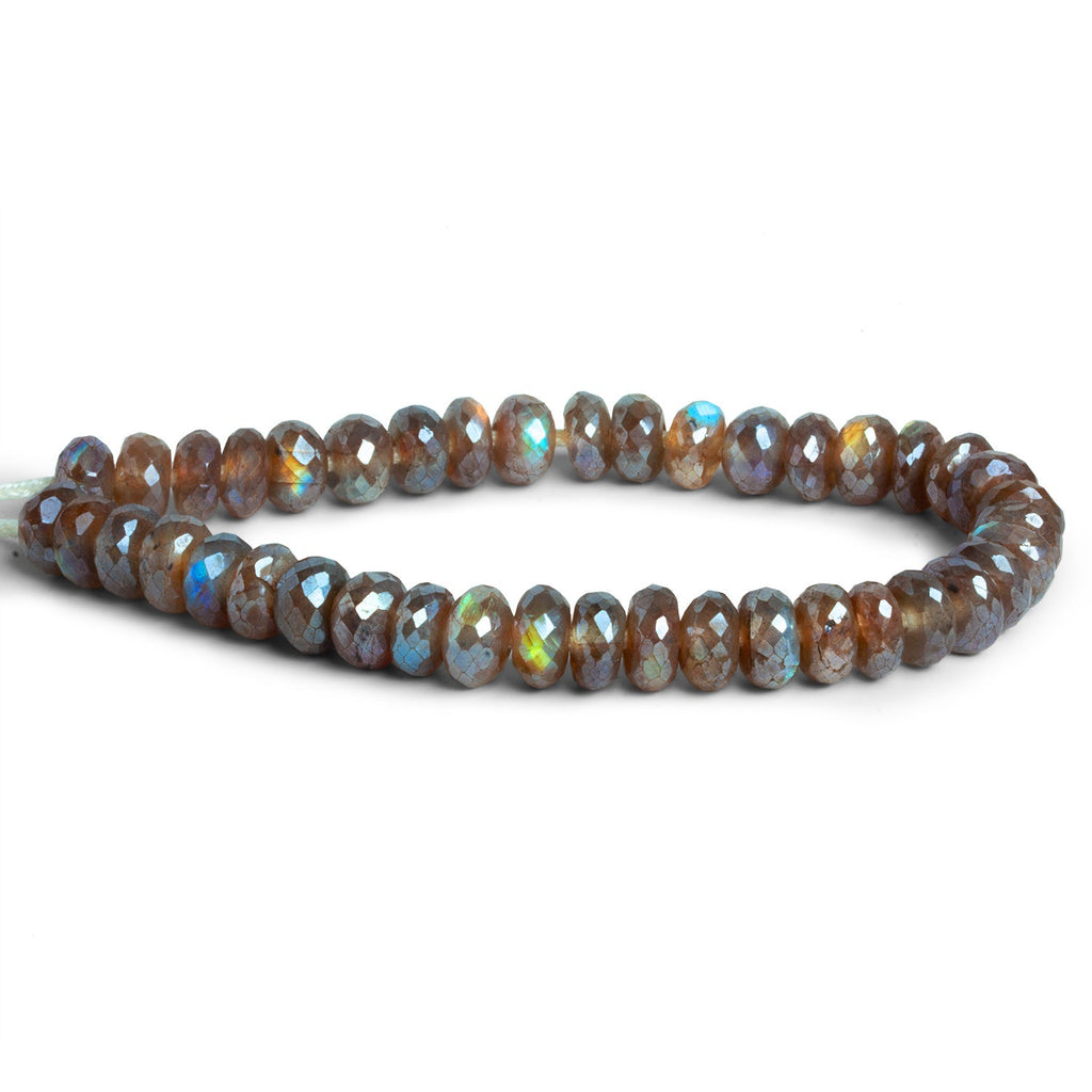 7 - 9mm Mystic Brown Labradorite Faceted Rondelles 8 inch 38 beads - The Bead Traders