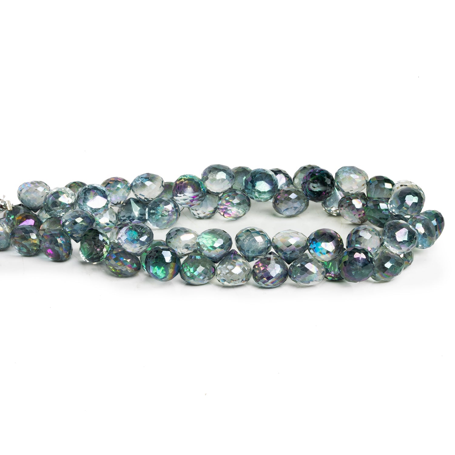 7 - 9mm Mystic Topaz Faceted Candy Kisses 9 inch 58 beads - The Bead Traders
