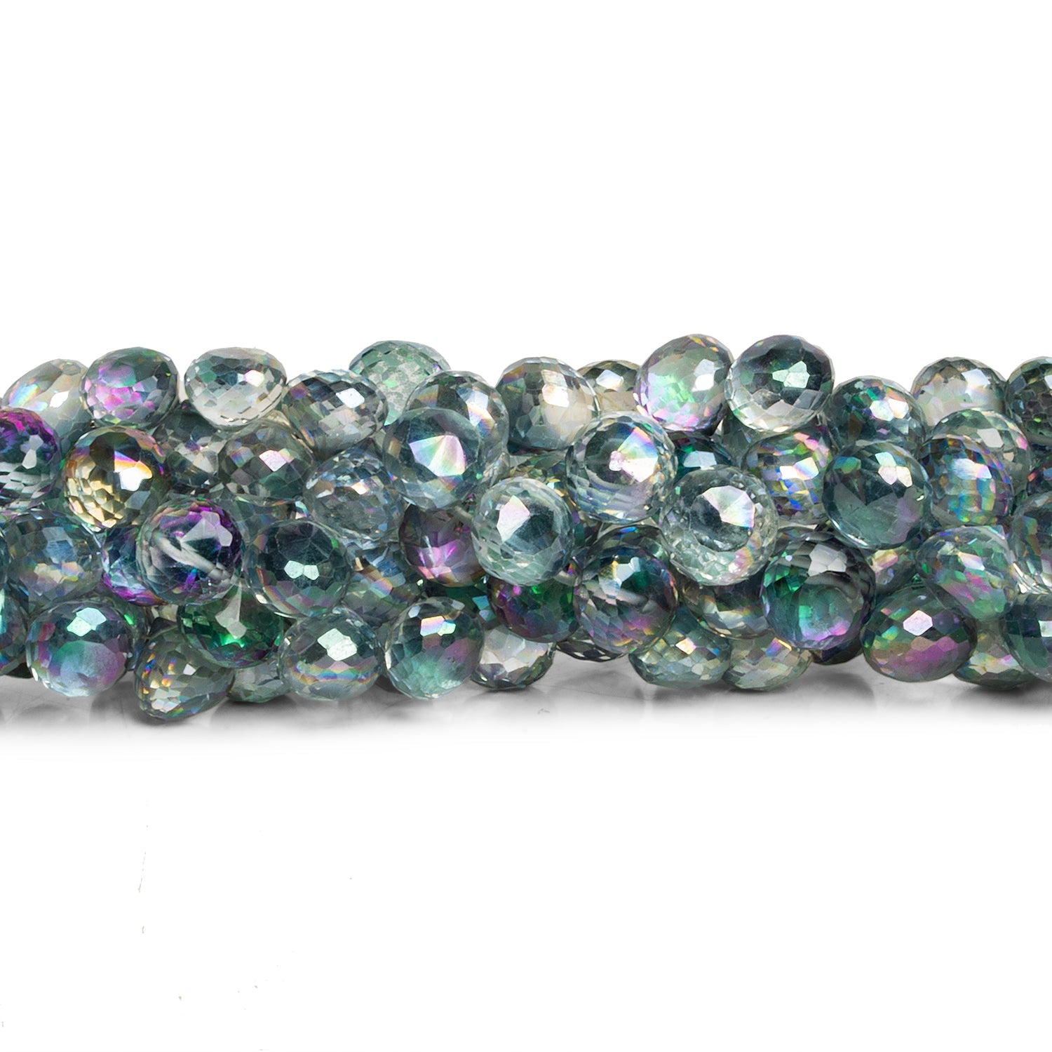 7 - 9mm Mystic Topaz Faceted Candy Kisses 9 inch 58 beads - The Bead Traders