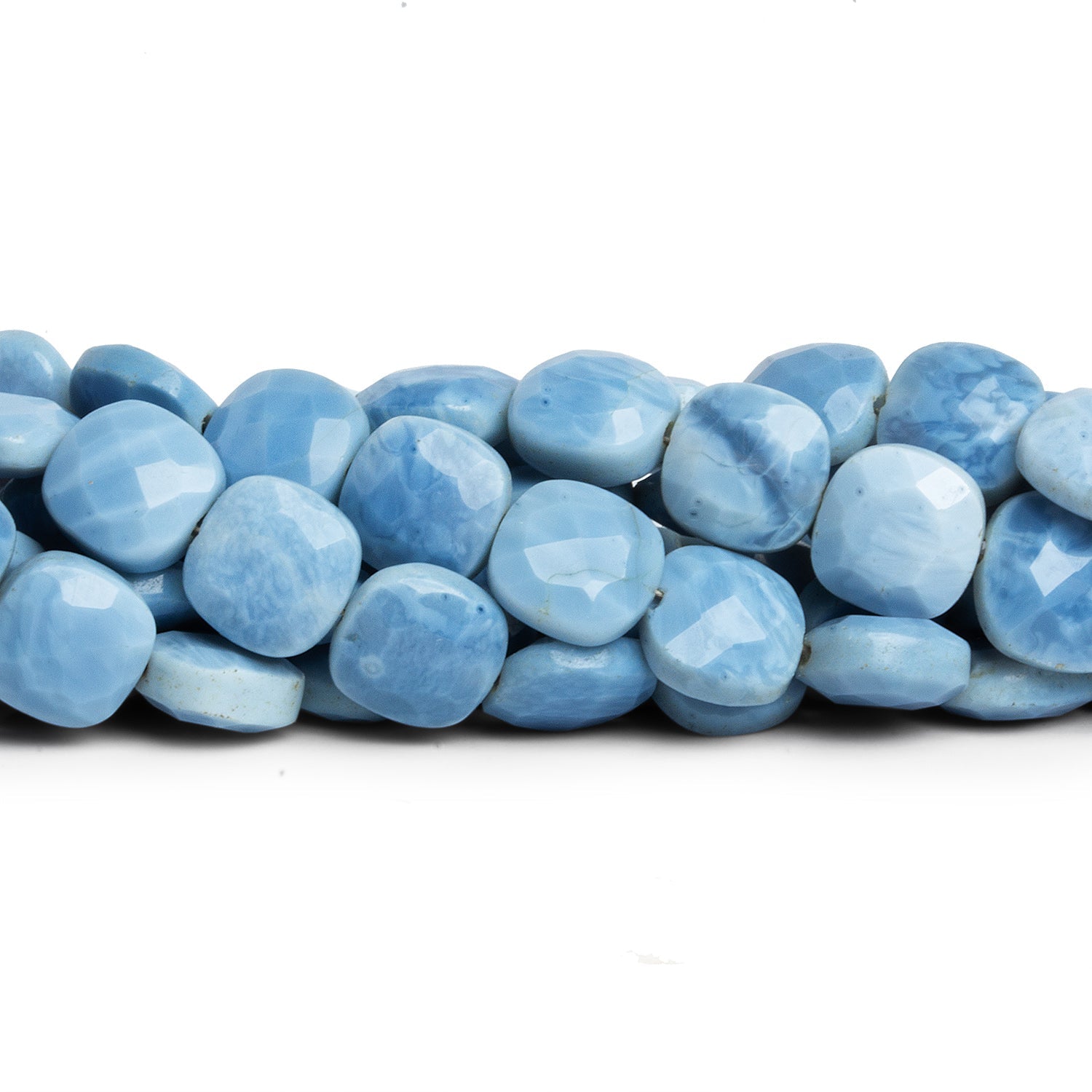 7 - 9mm Owyhee Denim Opal Faceted Pillows 15 inch 45 beads - The Bead Traders