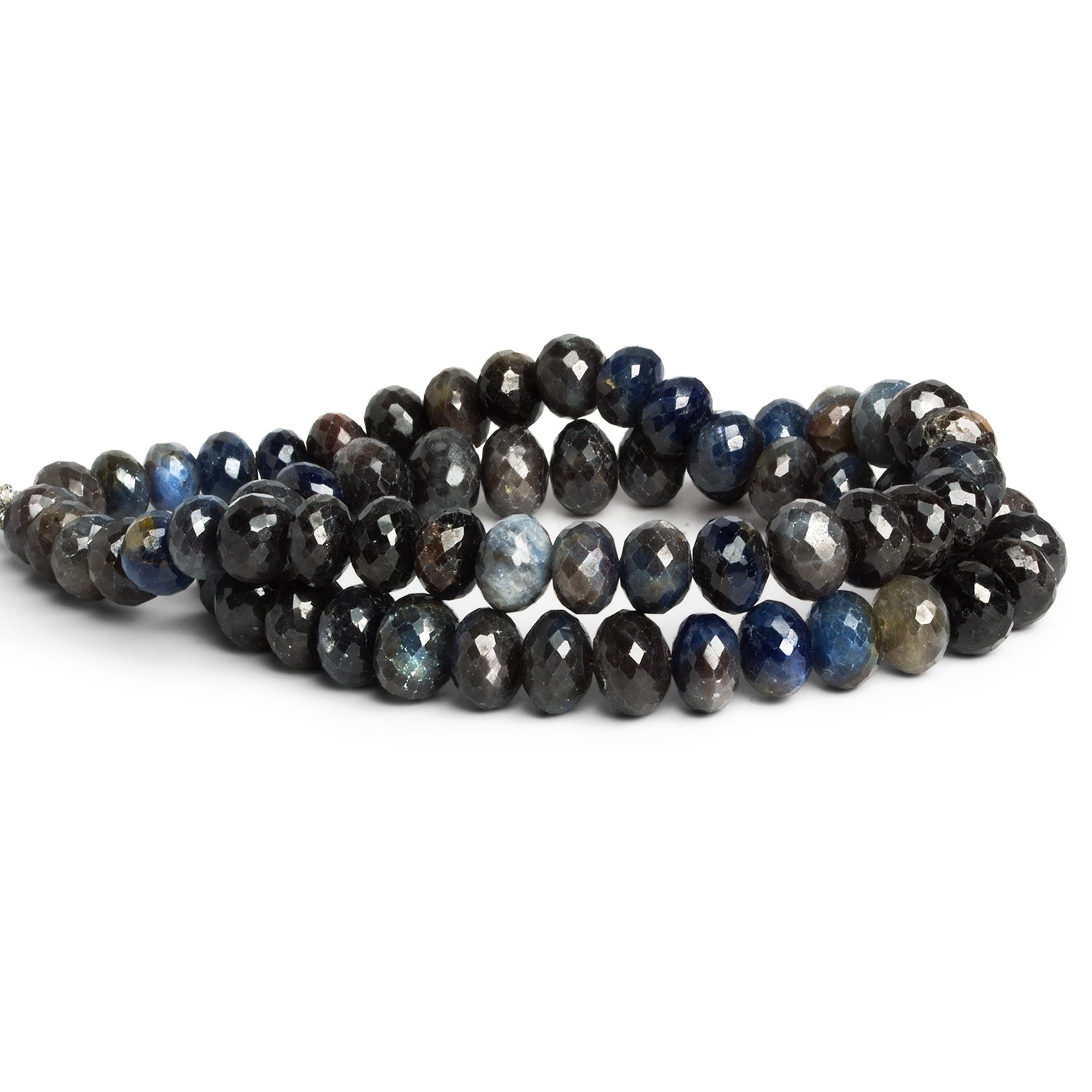 7 - 9mm Sapphire Faceted Rondelle Beads 16 inch 68 beads - The Bead Traders